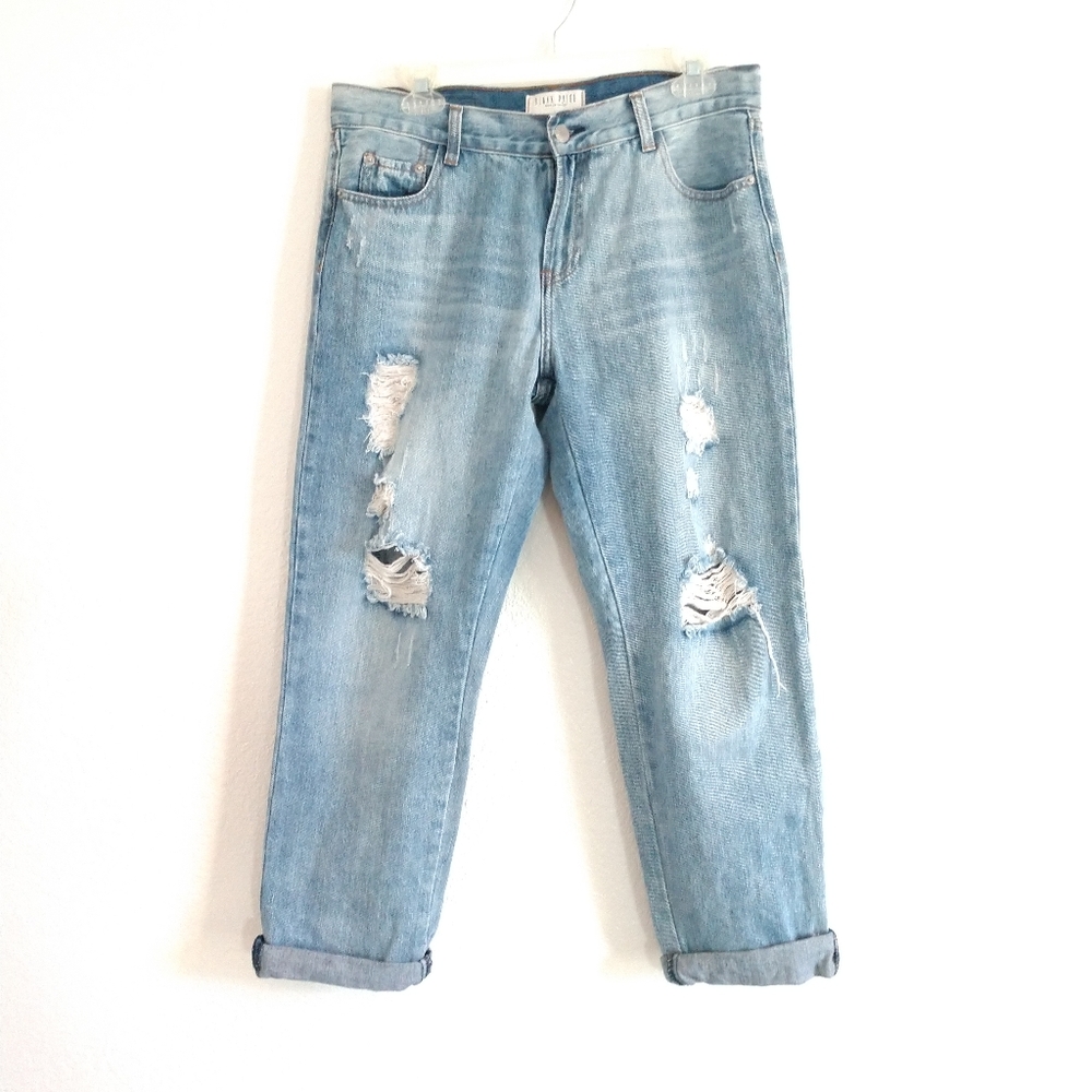 Blank Paige Jeans Distressed Rolled Cuff Size Large 32 x 26